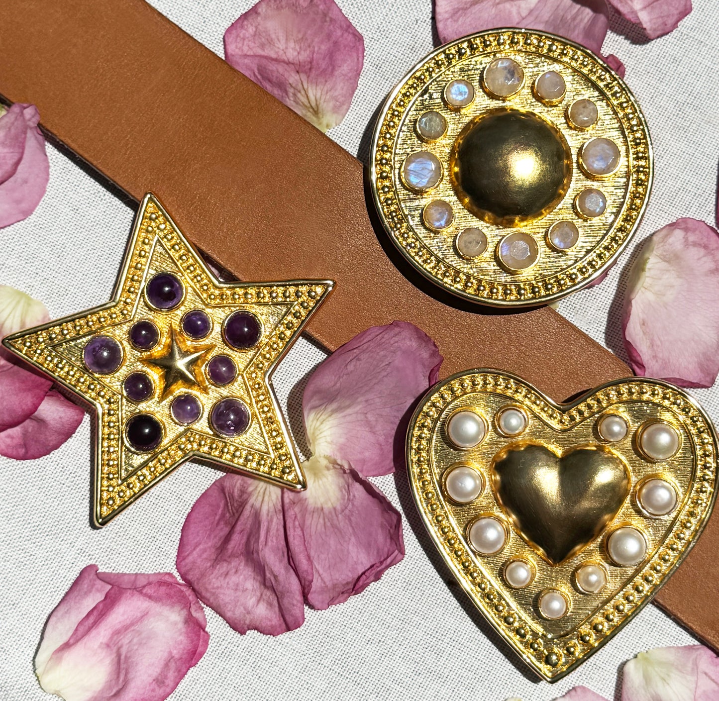 Custom Gemstone Icon Collection Buckle + 1.5" Wide American Leather Belt