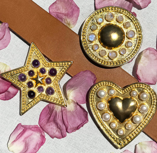 Custom Gemstone Icon Collection Buckle + 1.5" Wide American Leather Belt