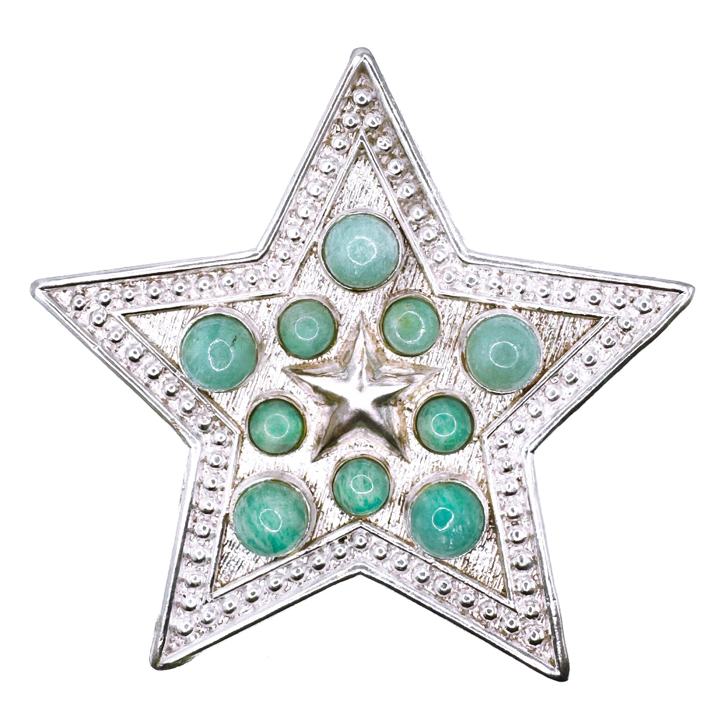 ETOILE Teal Amazonite Gemstone Silver Buckle + Artisan Leather Belt