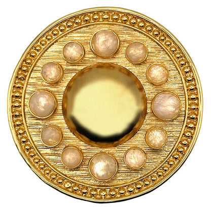 Gold Round Belt Buckle with Natural Gemstone Accents