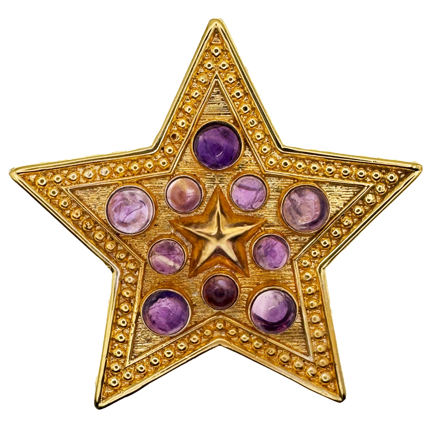 ETOILE Purple Amethyst Gemstone Gold Buckle + Artisan Leather Belt